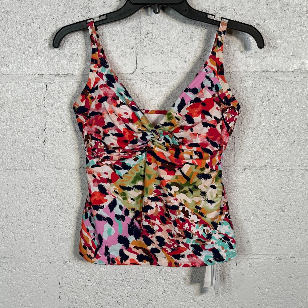 Bleu Rod Beattie Women's Party Animal Twist D-Cup Tankini Top Multi 6D $95